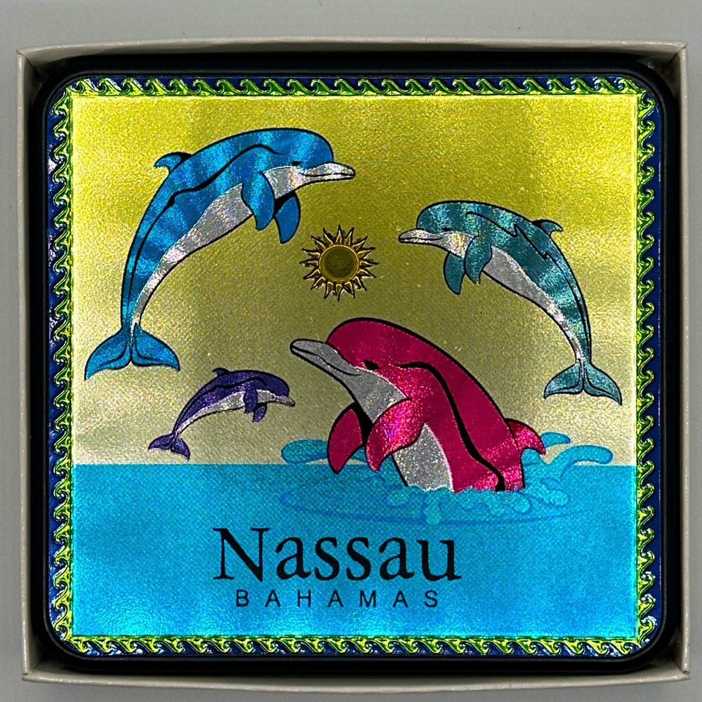 NASSAU BAHAMAS Metallic coaster set of 4 NIB